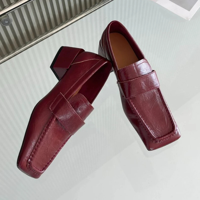 Leatherwork Designs - 여성 스퀘어 토 청키 힐 드레스