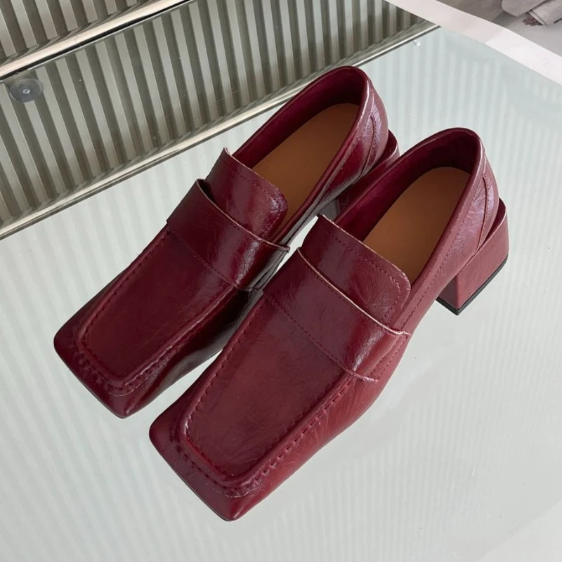 여성 스퀘어 토 청키 힐 드레스 슈즈 부드러운 가죽 로 - Leatherwork Designs 리뷰 및 가격