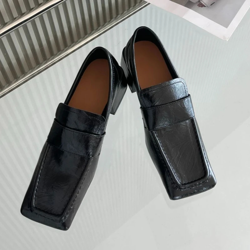 여성 스퀘어 토 청키 힐 드레스 슈즈 부드러운 가죽 로 - Leatherwork Designs 리뷰 및 가격