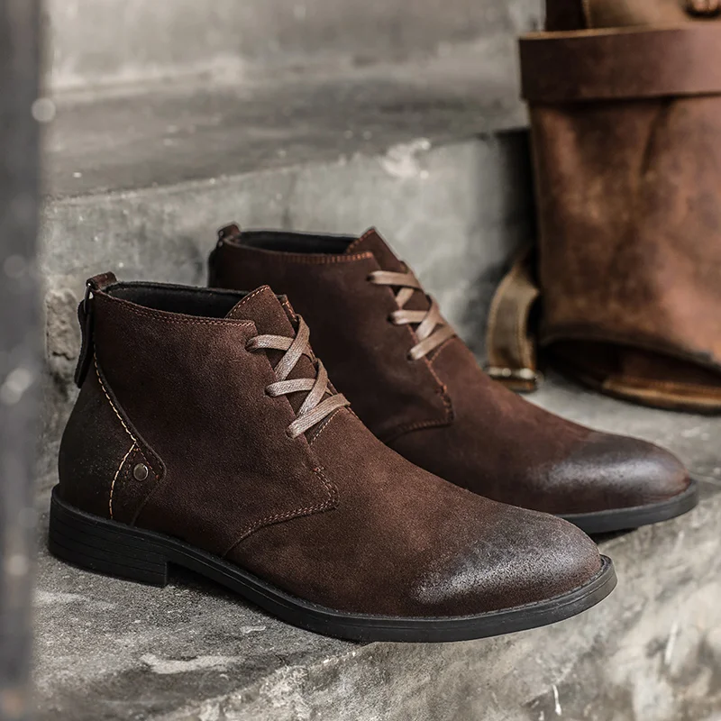 새로운 소가죽 스웨이드 앵클 부츠 수제 빈티지 영국 남 - Leatherwork Designs 리뷰 및 가격